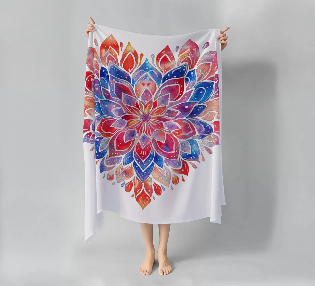 Mandala dell'amore ad acquerello telo mare da Spiritual Touch