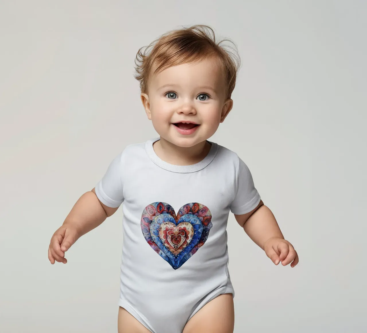 Mandala dell'amore ad acquerello body neonato maniche corte da Spiritual Touch
