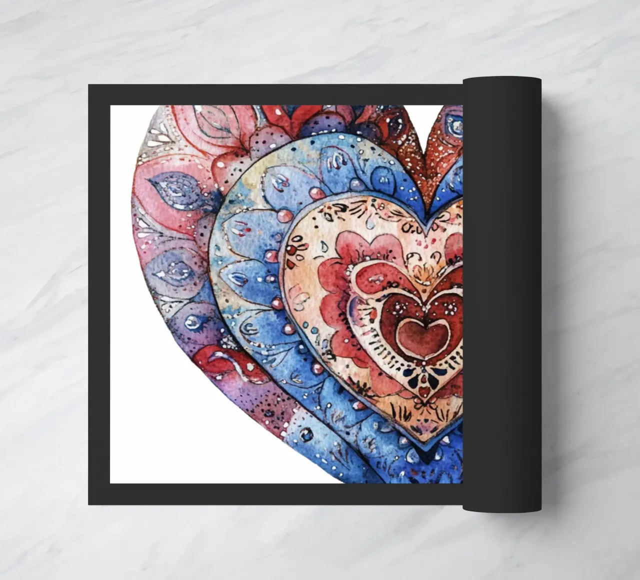 Mandala dell'amore ad acquerello zerbino da Spiritual Touch