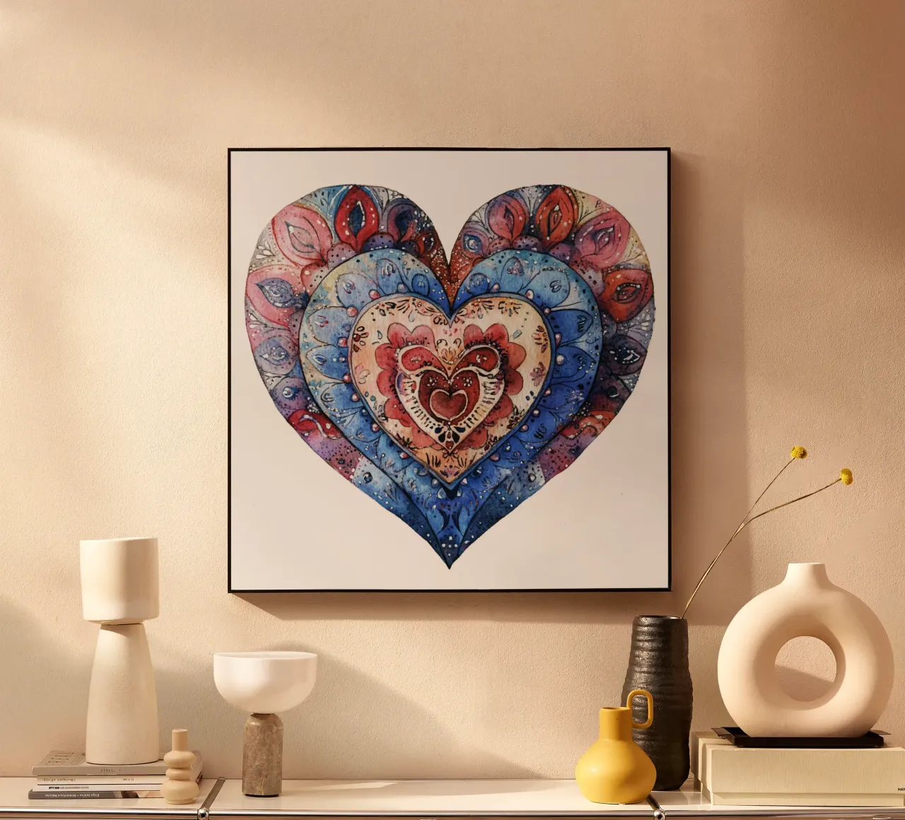 Mandala dell'amore ad acquerello plexiglass da Spiritual Touch