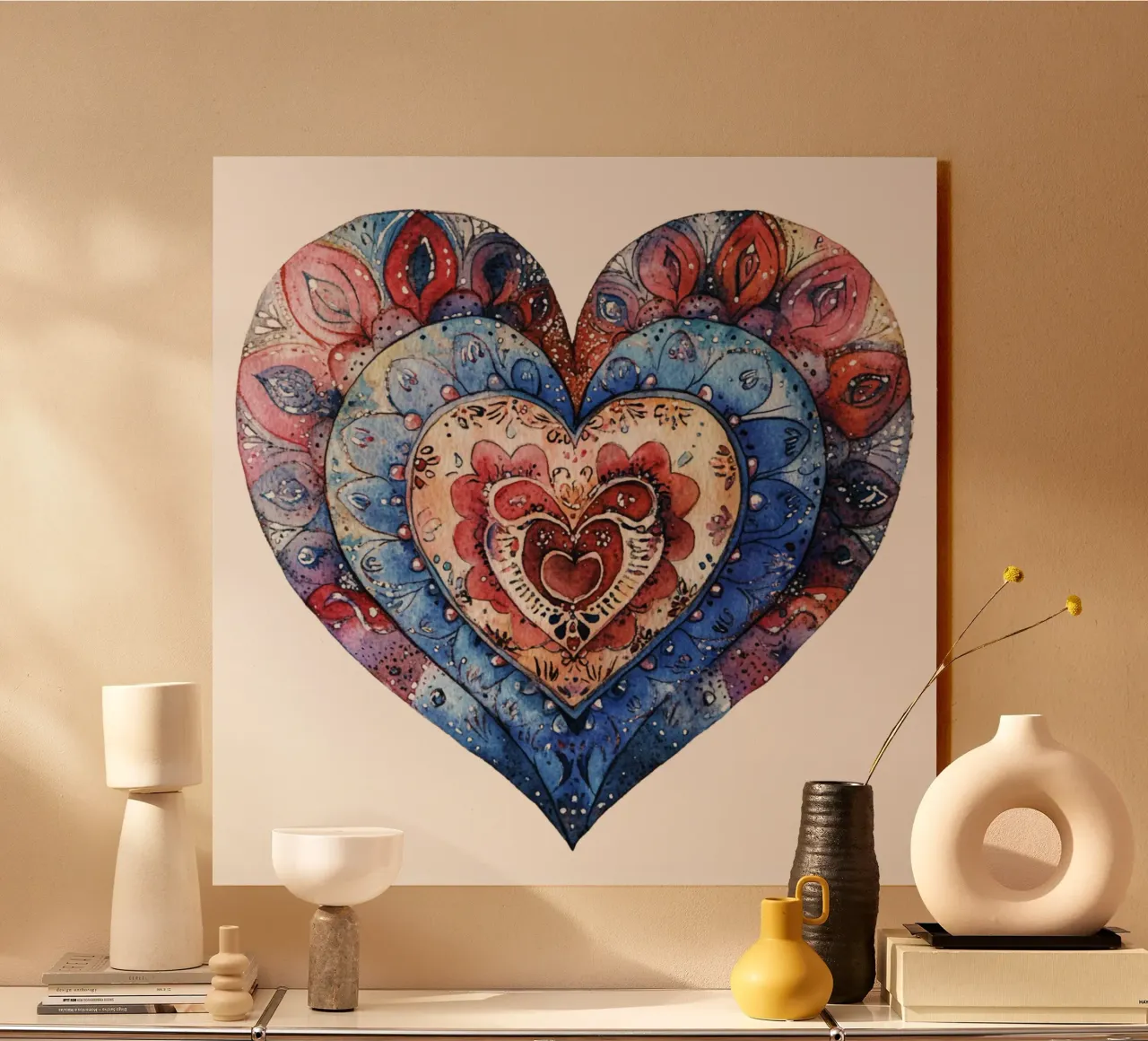 Mandala dell'amore ad acquerello plexiglass da Spiritual Touch