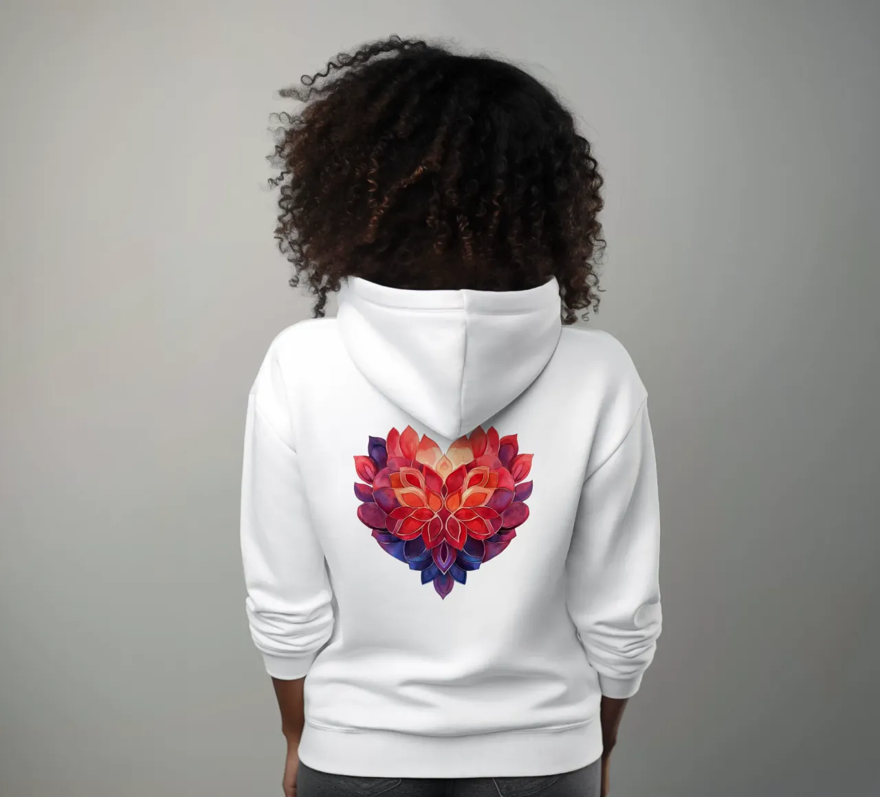 Mandala dell'amore ad acquerello felpa con cappuccio da Spiritual Touch
