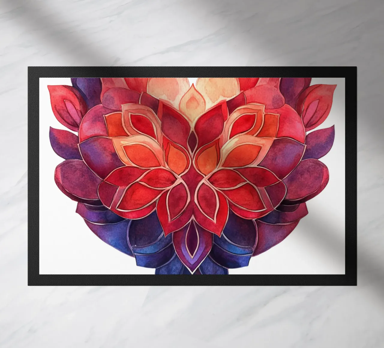 Mandala dell'amore ad acquerello zerbino da Spiritual Touch
