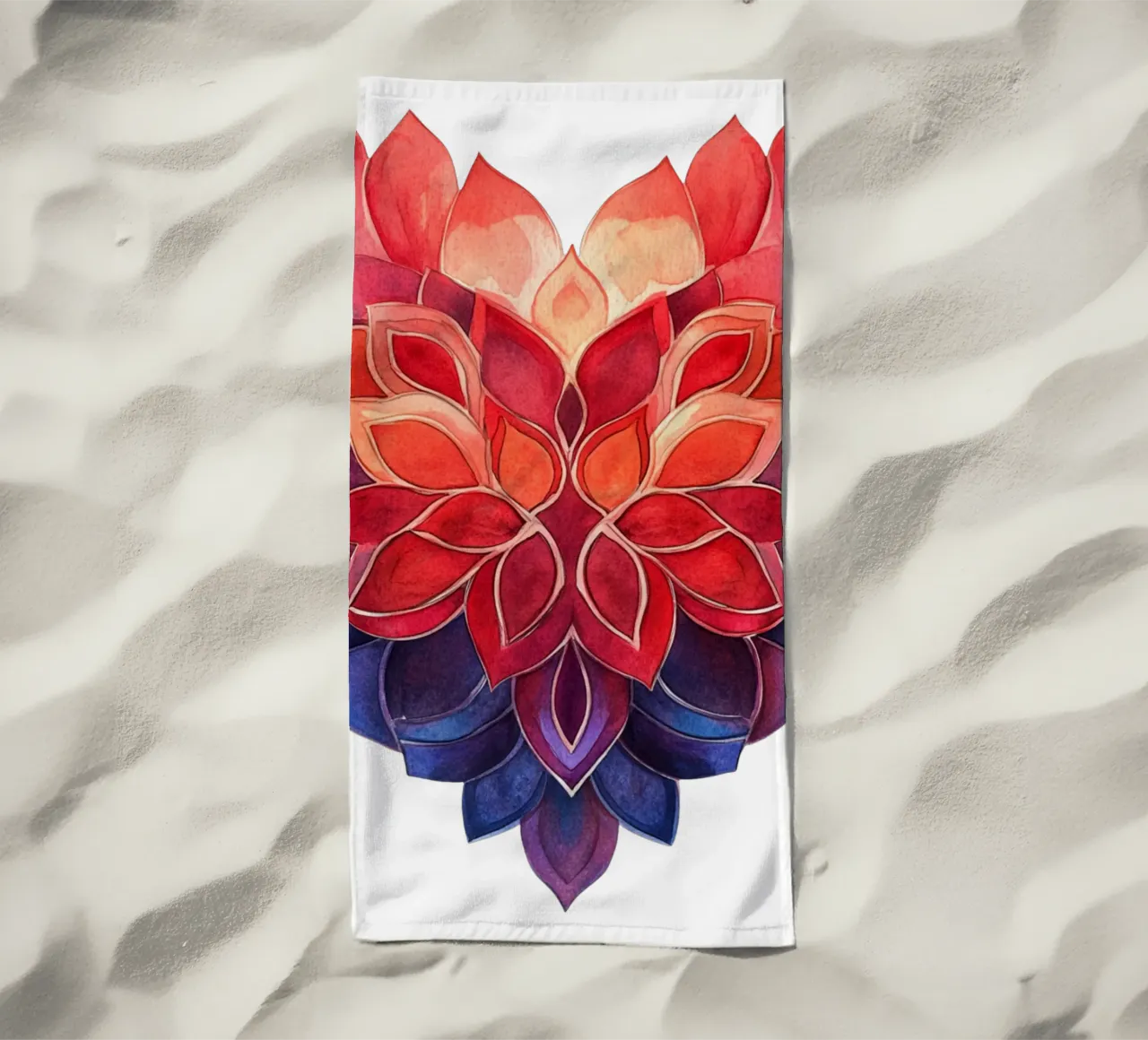 Mandala dell'amore ad acquerello telo mare da Spiritual Touch
