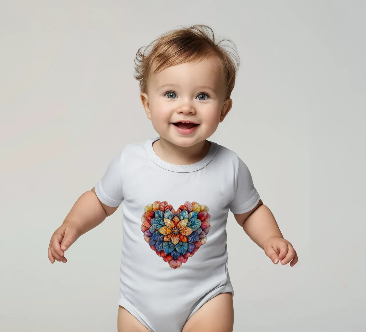 Mandala dell'amore ad acquerello body neonato maniche corte da Spiritual Touch