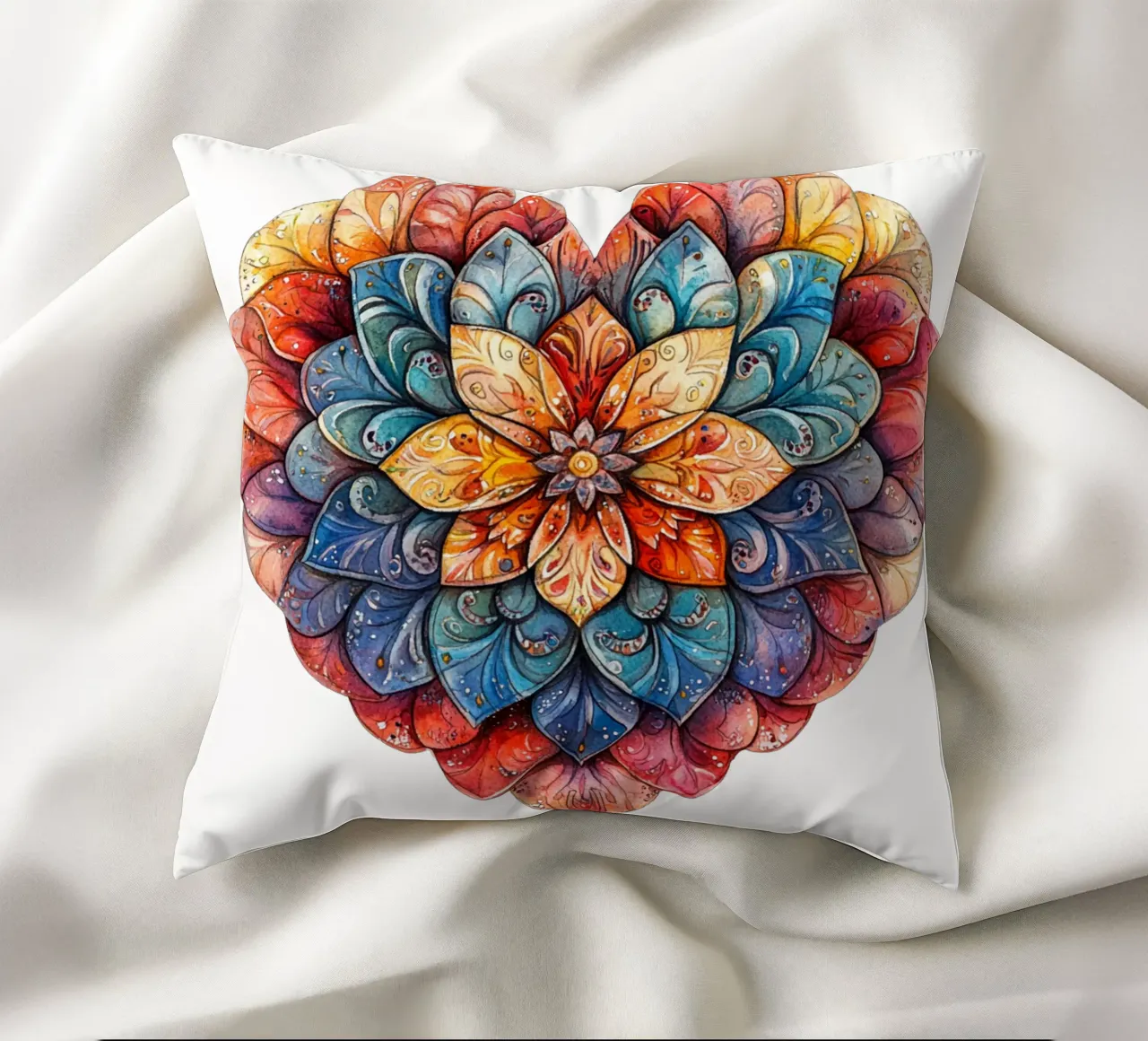 Mandala dell'amore ad acquerello cuscino da Spiritual Touch