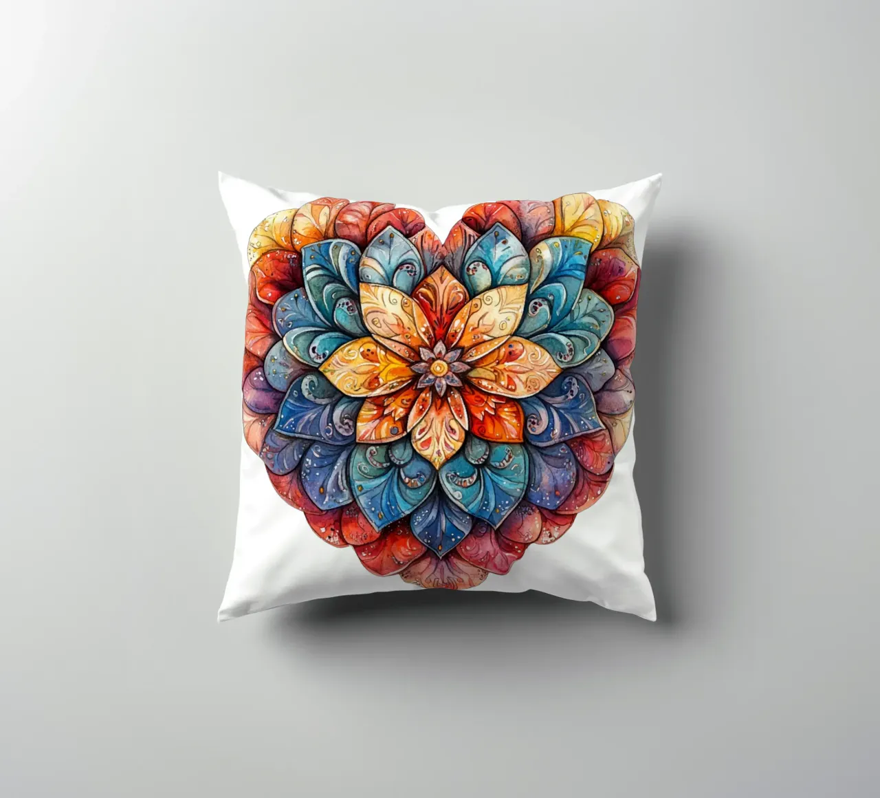 Mandala dell'amore ad acquerello cuscino da Spiritual Touch