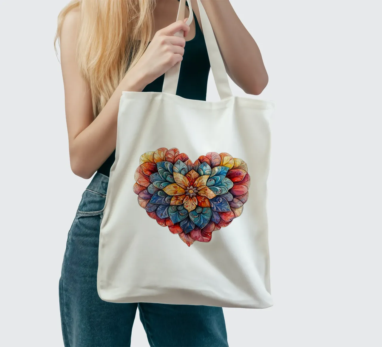Mandala dell'amore ad acquerello borsa in juta da Spiritual Touch