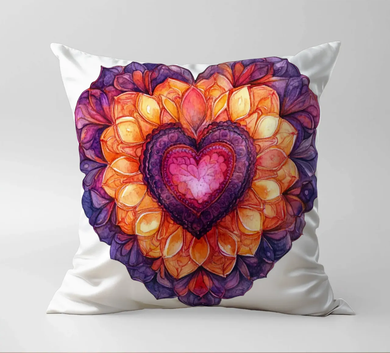 Mandala dell'amore ad acquerello cuscino da Spiritual Touch