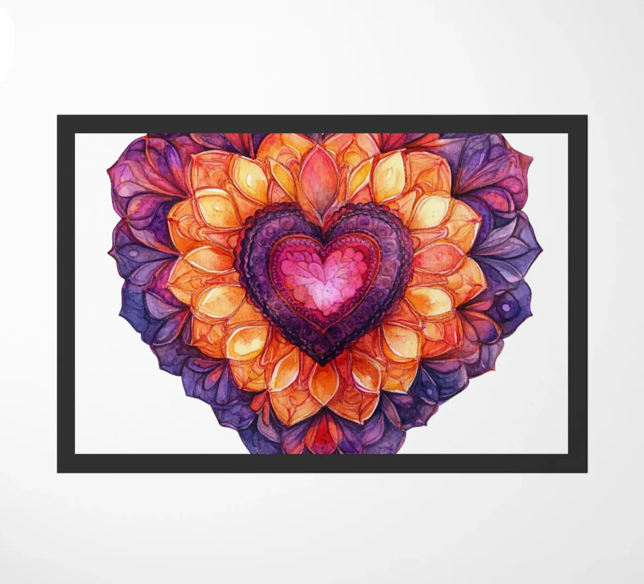 Mandala dell'amore ad acquerello zerbino da Spiritual Touch