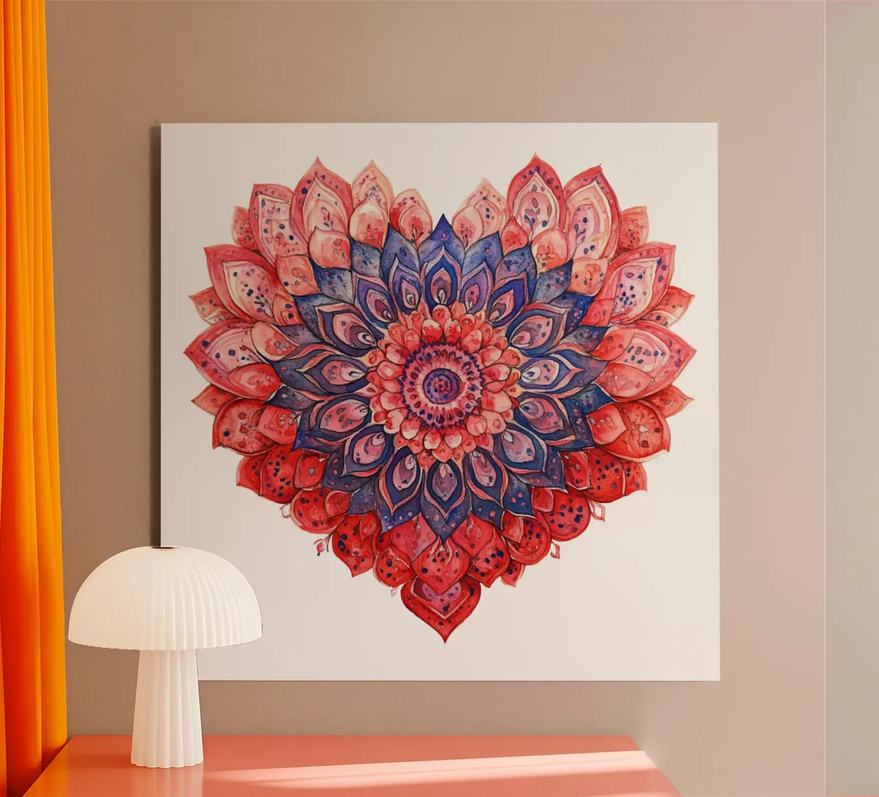 Mandala dell'amore ad acquerello alluminio dibond da Spiritual Touch