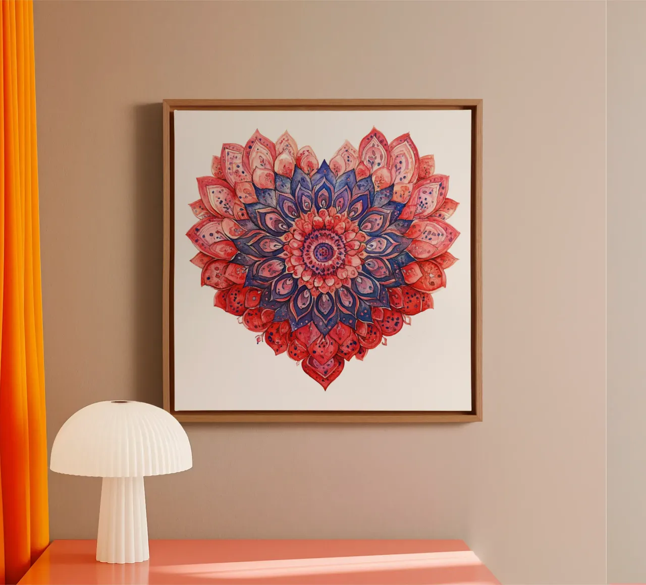Mandala dell'amore ad acquerello tela con Cornice a cassetta da Spiritual Touch