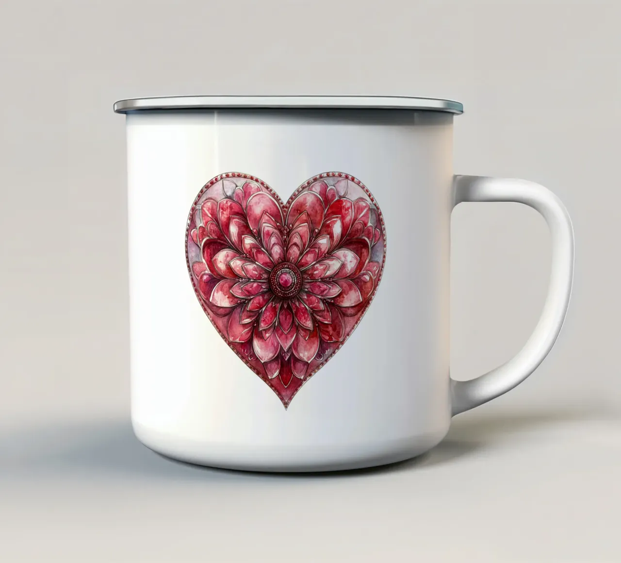 Mandala dell'amore ad acquerello tazza in smalto da Spiritual Touch