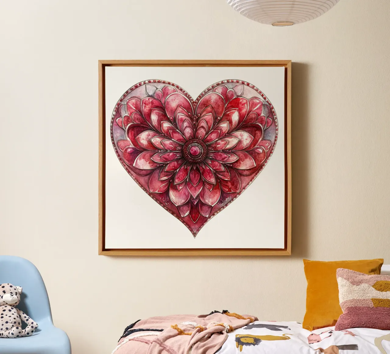 Mandala dell'amore ad acquerello tela con Cornice a cassetta da Spiritual Touch