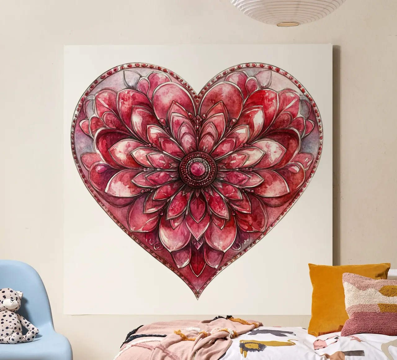 Mandala dell'amore ad acquerello tela con Cornice a cassetta da Spiritual Touch