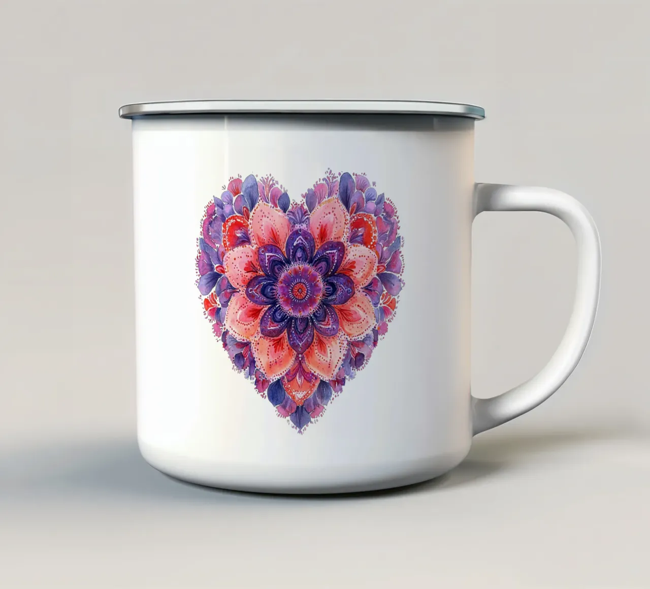 Mandala dell'amore ad acquerello tazza in smalto da Spiritual Touch