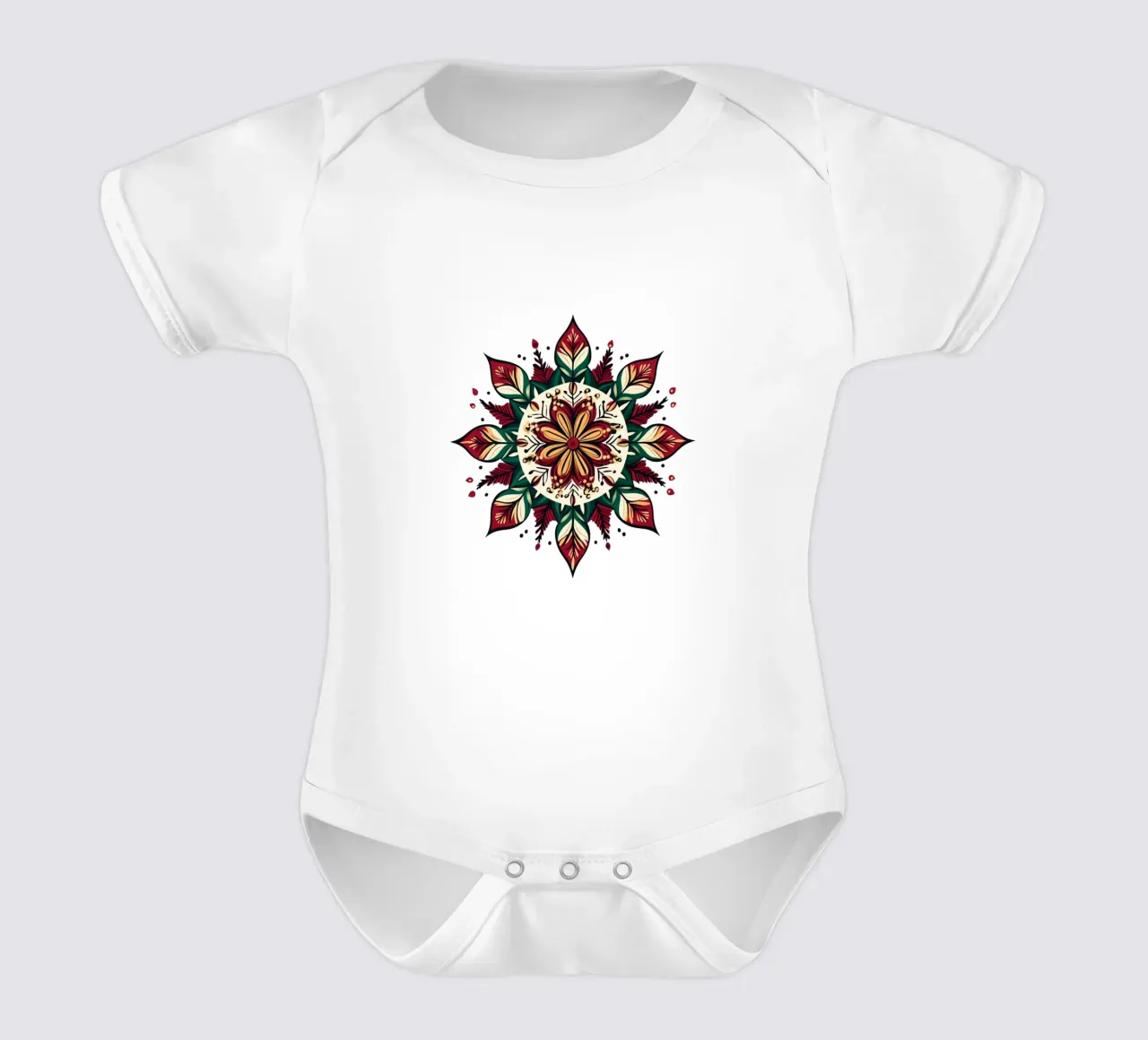 Christmas Mandala short-sleeve baby romper by Spiritual Touch