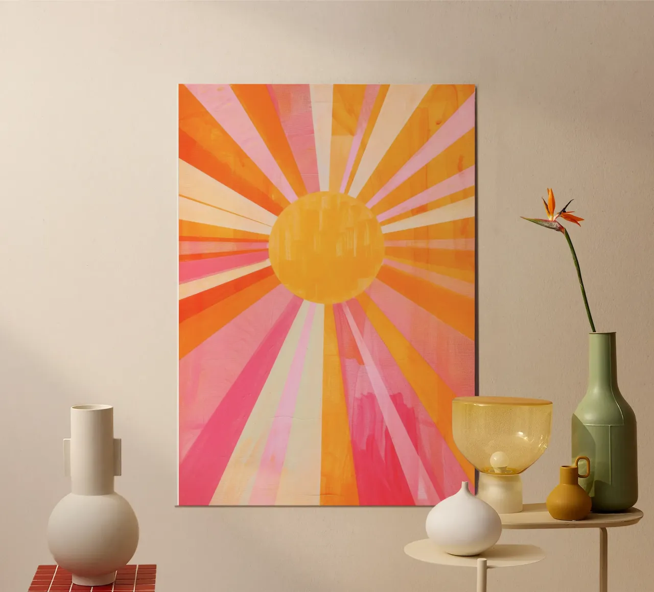 Acquerello Colorful Sun ray Poster, illustrazione d'arte pastello poster da Boheme