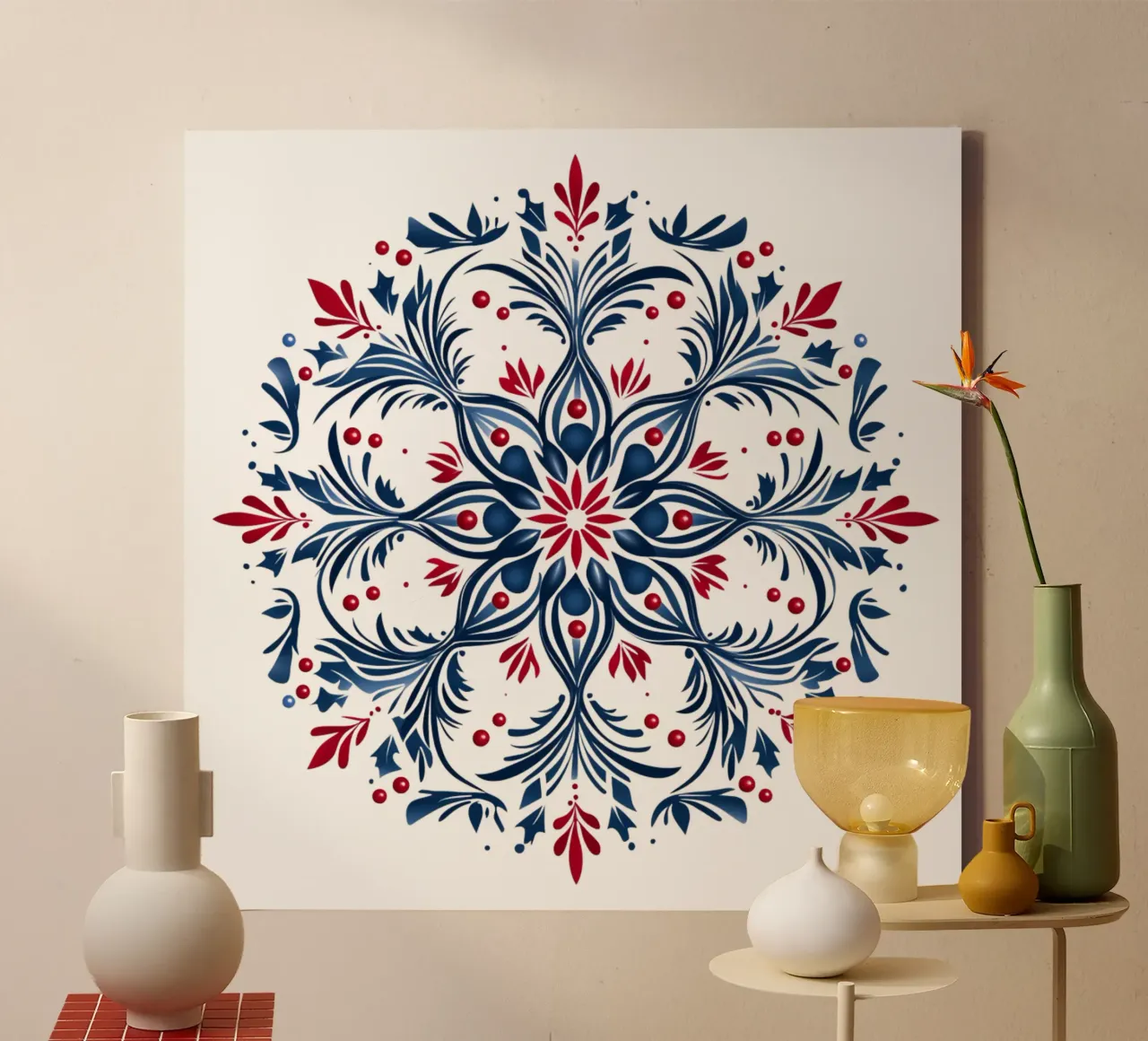 Mandala de Navidad lienzo con Marco flotante de Spiritual Touch