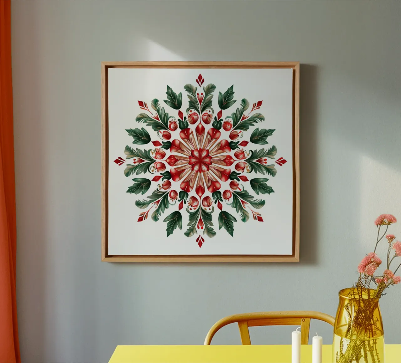 Mandala de Navidad lienzo con Marco flotante de Spiritual Touch