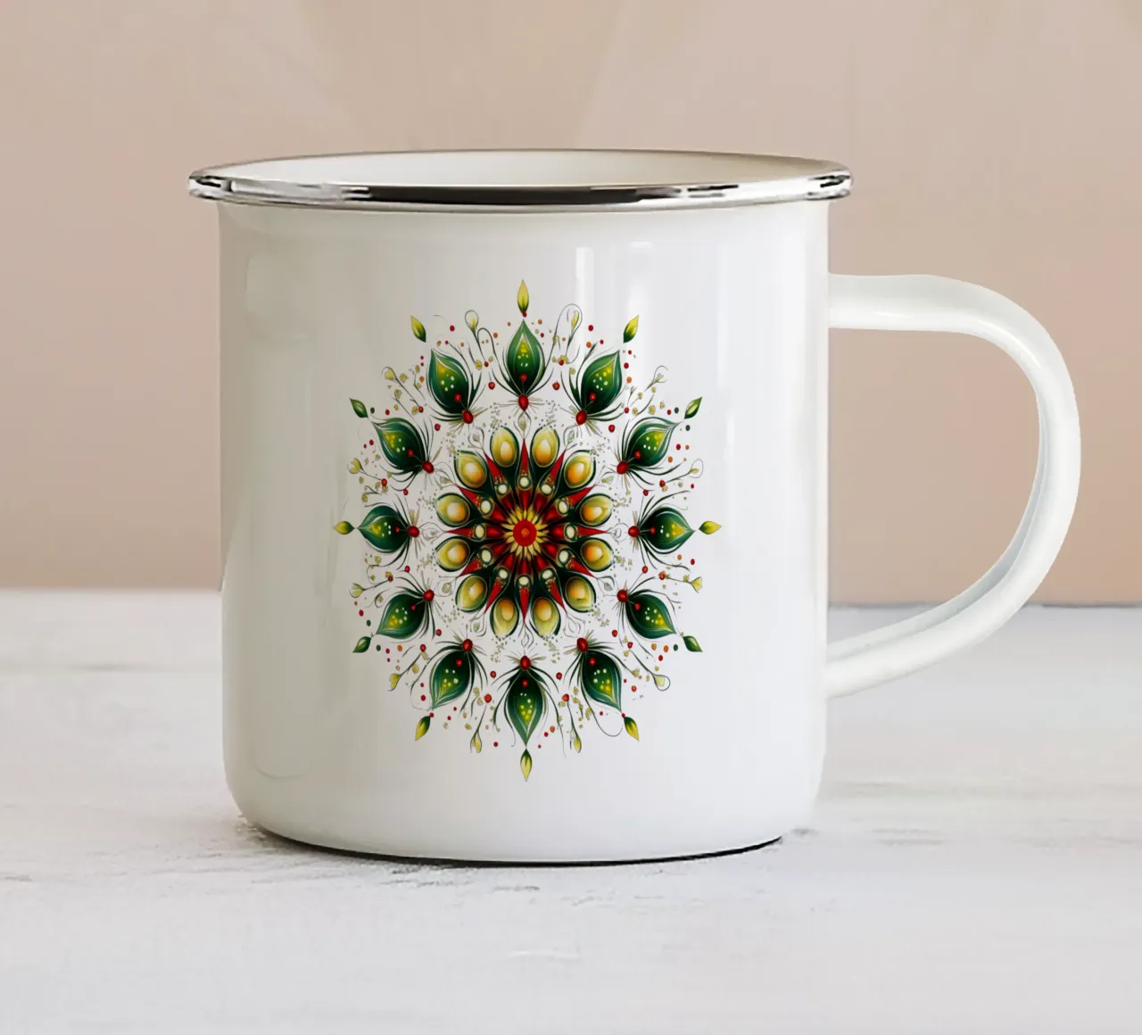 Mandala di Natale tazza in smalto da Spiritual Touch