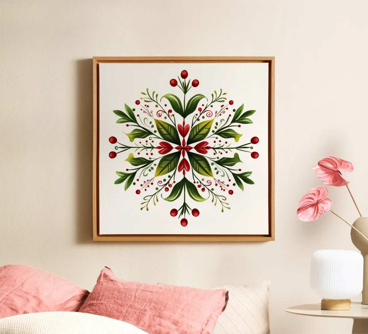 Mandala de Navidad lienzo con Marco flotante de Spiritual Touch