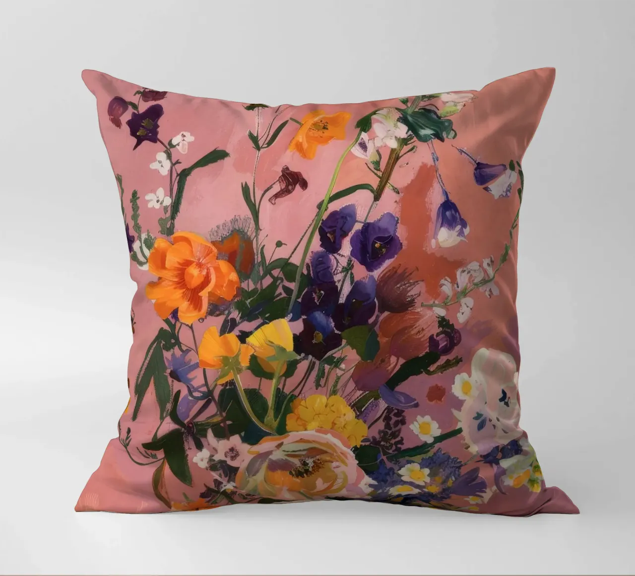 Abstract Flower Art, Flower Poster Wall Print cuscino da Boheme