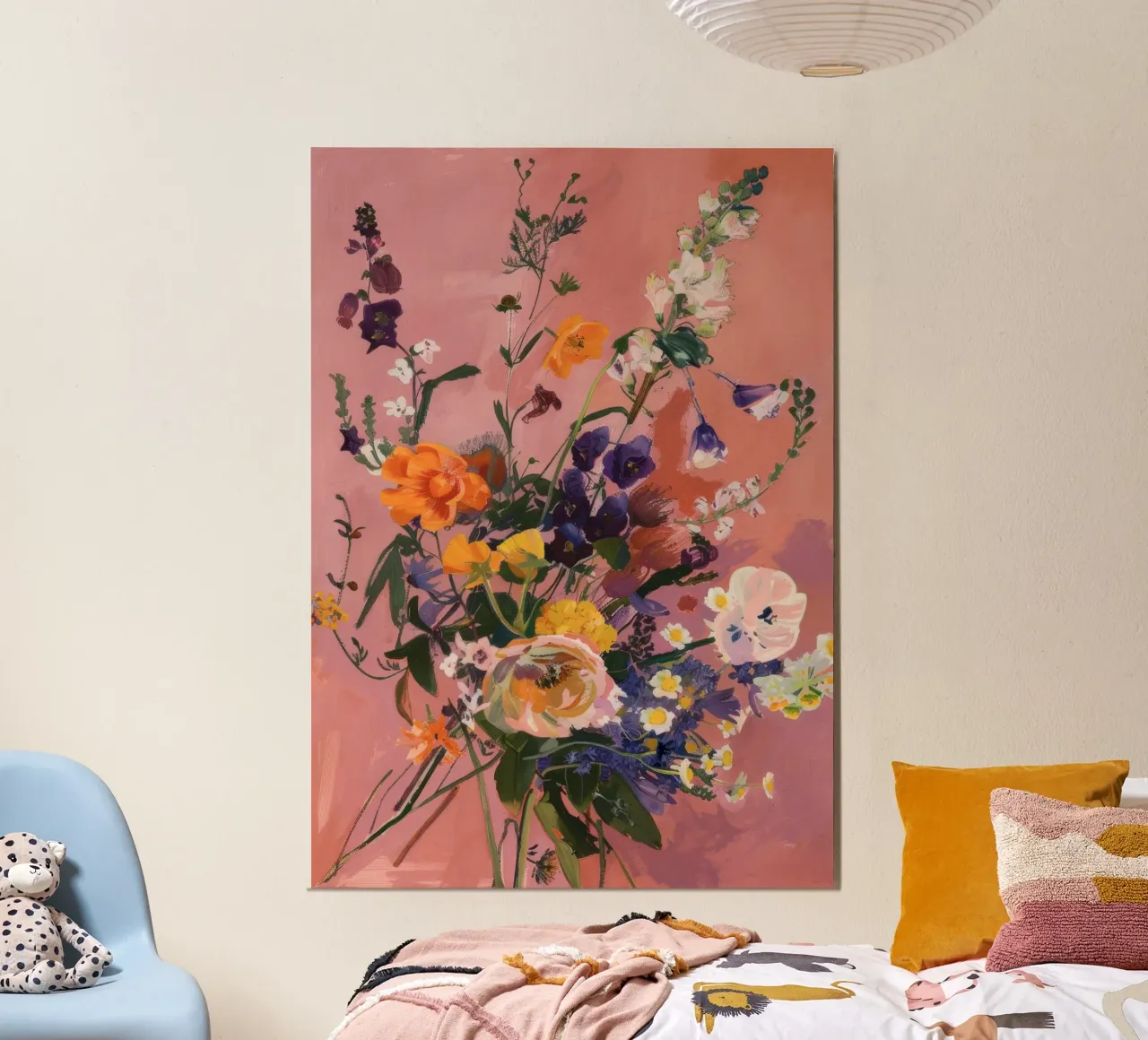 Abstract Flower Art, Flower Poster Wall Print poster con telaio in alluminio da Boheme