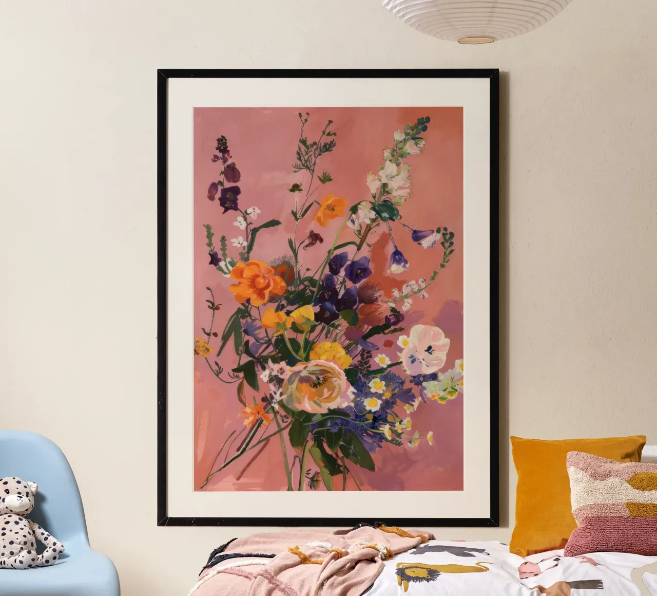 Abstract Flower Art, Flower Poster Wall Print poster con telaio in alluminio da Boheme