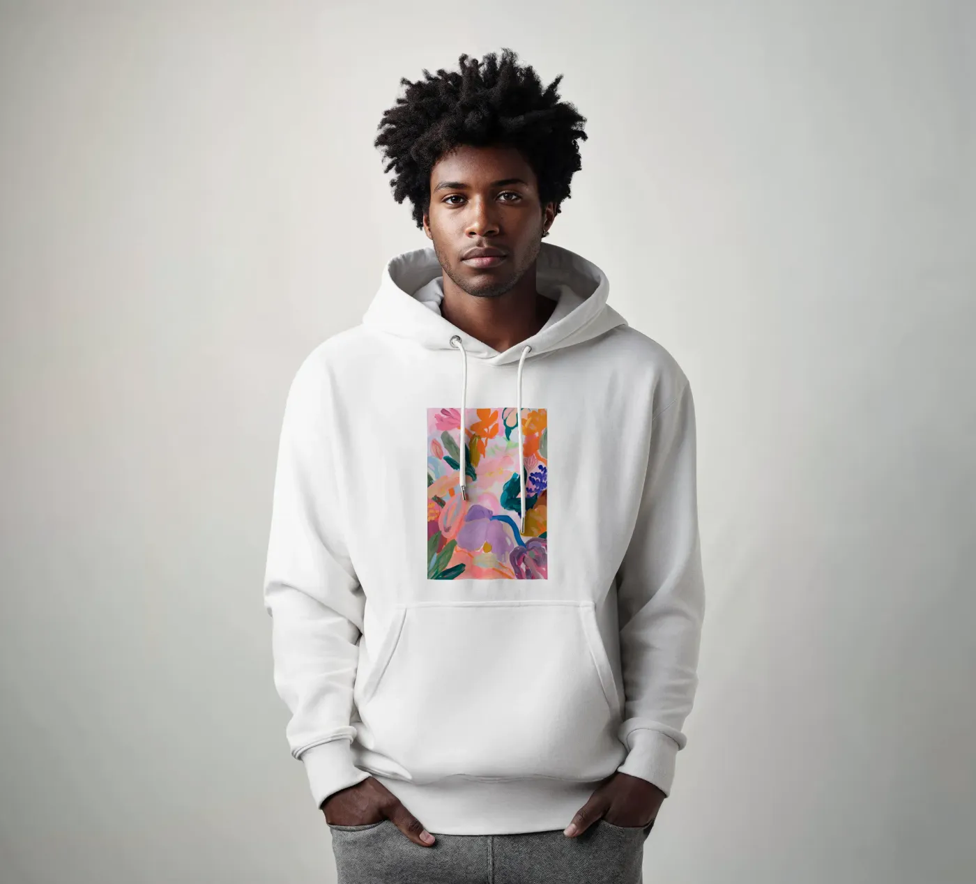 Flower abstract colorful art prints, abstract floral artwork hoodie by Boheme