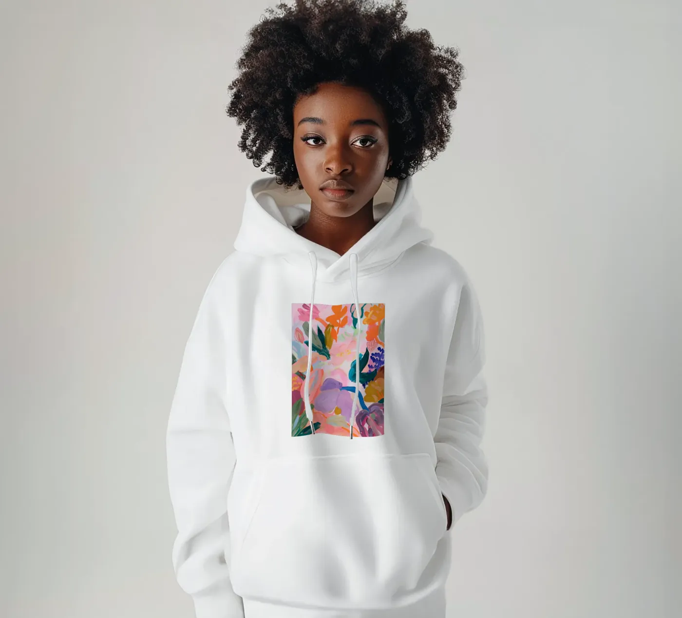 Flower abstract colorful art prints, abstract floral artwork hoodie by Boheme