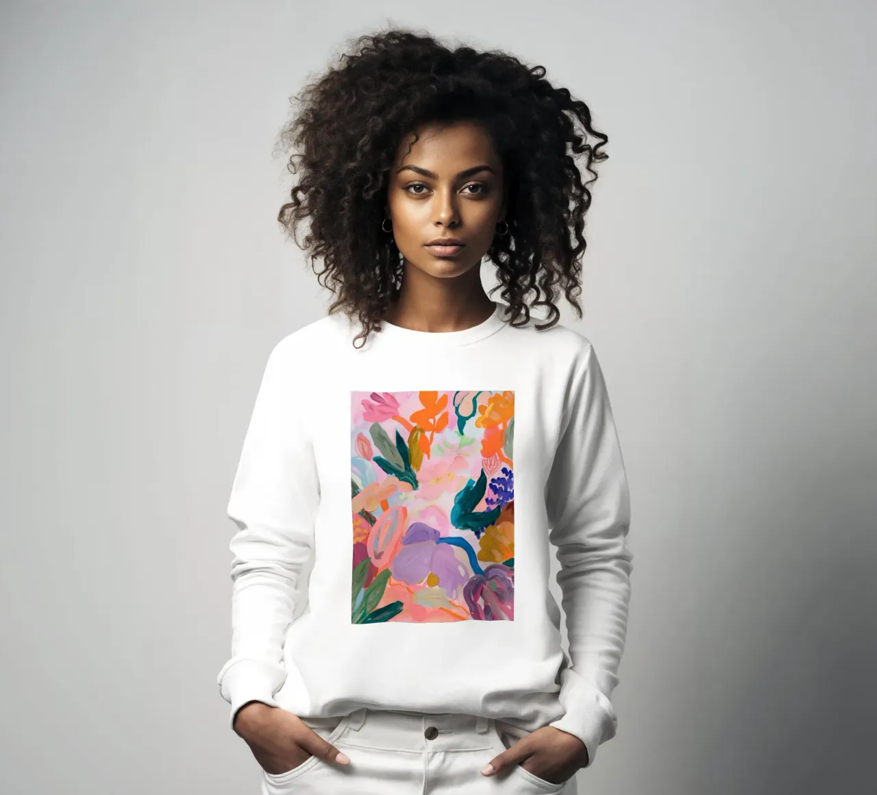Stampe d'arte colorate astratte di fiori, opere d'arte floreali astratte felpa da Boheme