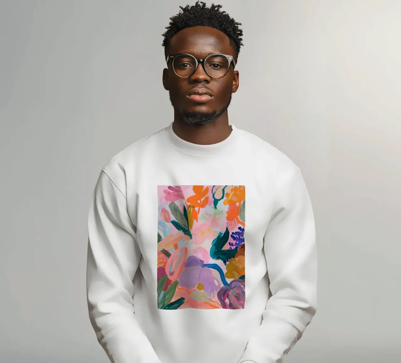 Stampe d'arte colorate astratte di fiori, opere d'arte floreali astratte felpa da Boheme