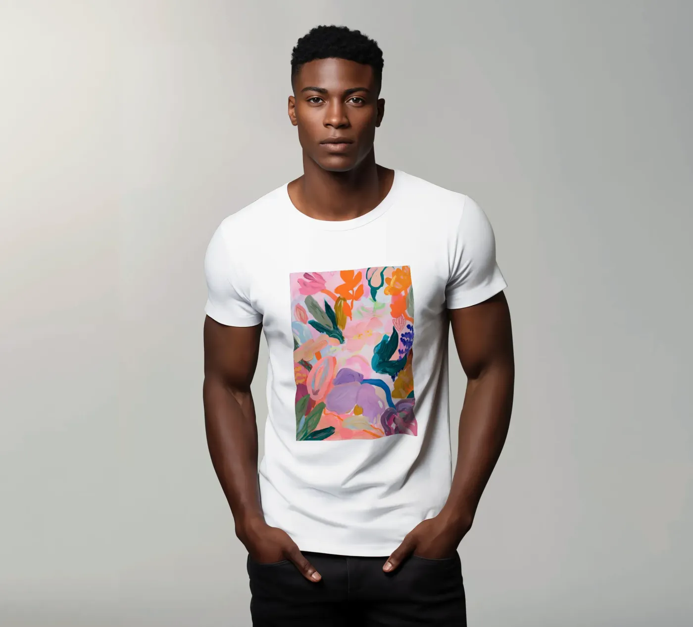 Impression d'art abstrait coloré de fleurs, œuvres d'art abstraites florales t-shirt de Boheme