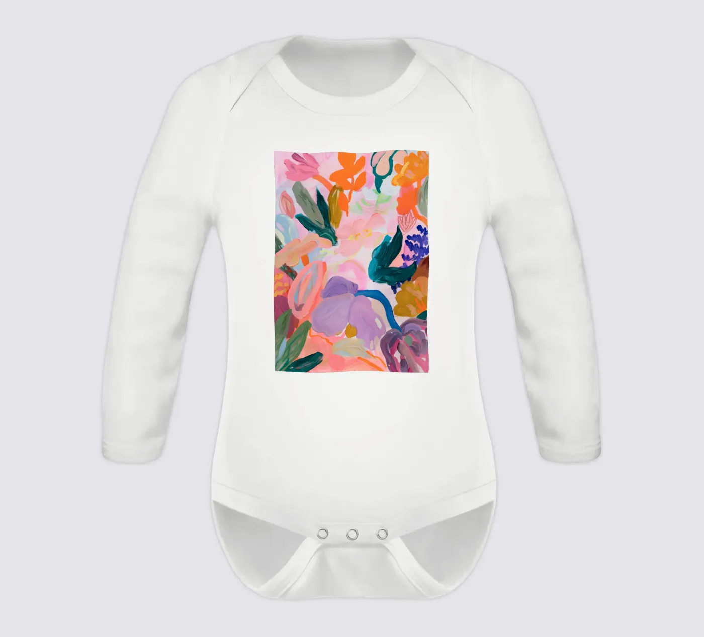 Impression d'art abstrait coloré de fleurs, œuvres d'art abstraites florales body manches longues de Boheme