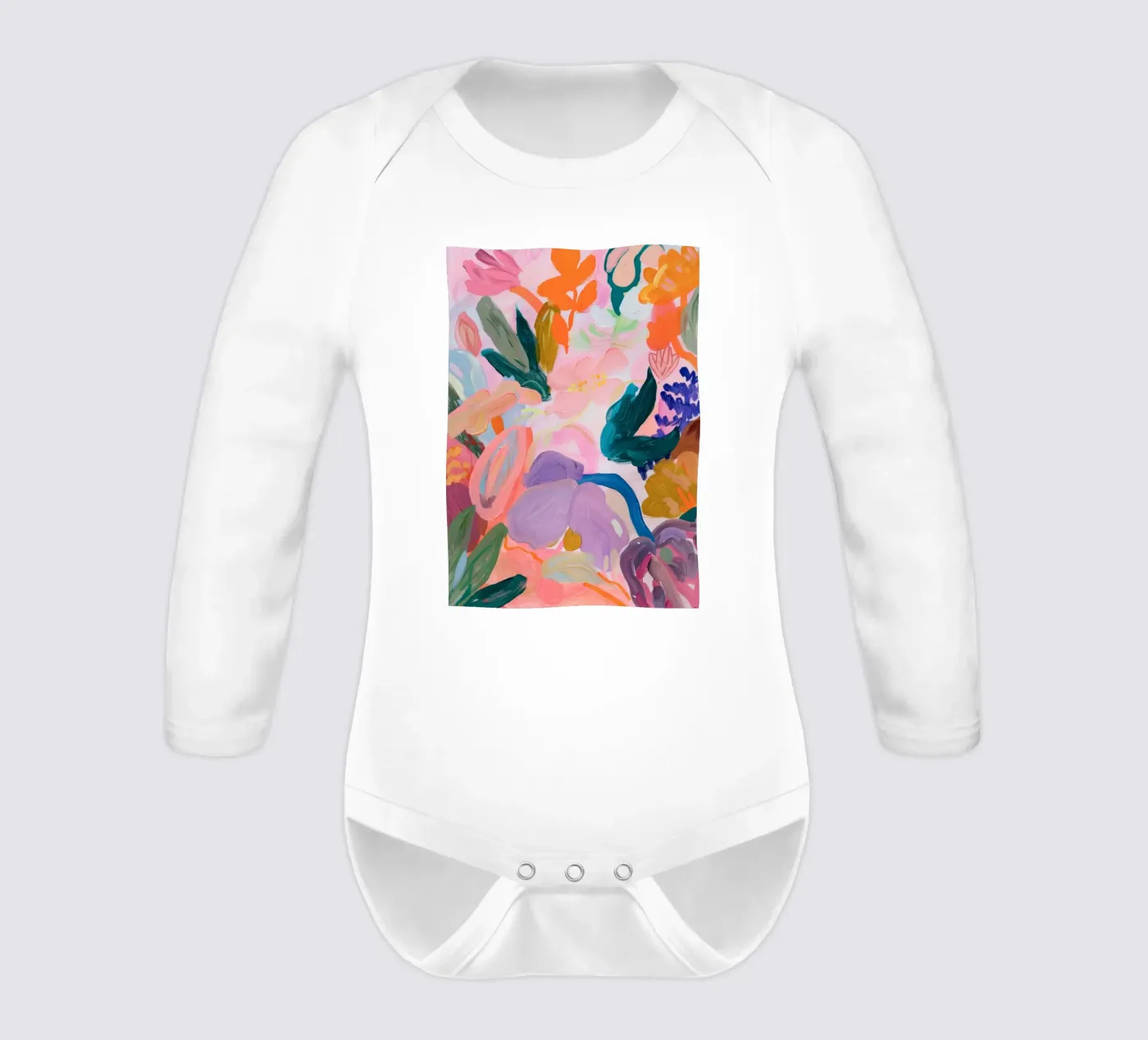 Stampe d'arte colorate astratte di fiori, opere d'arte floreali astratte body neonato maniche lunghe da Boheme