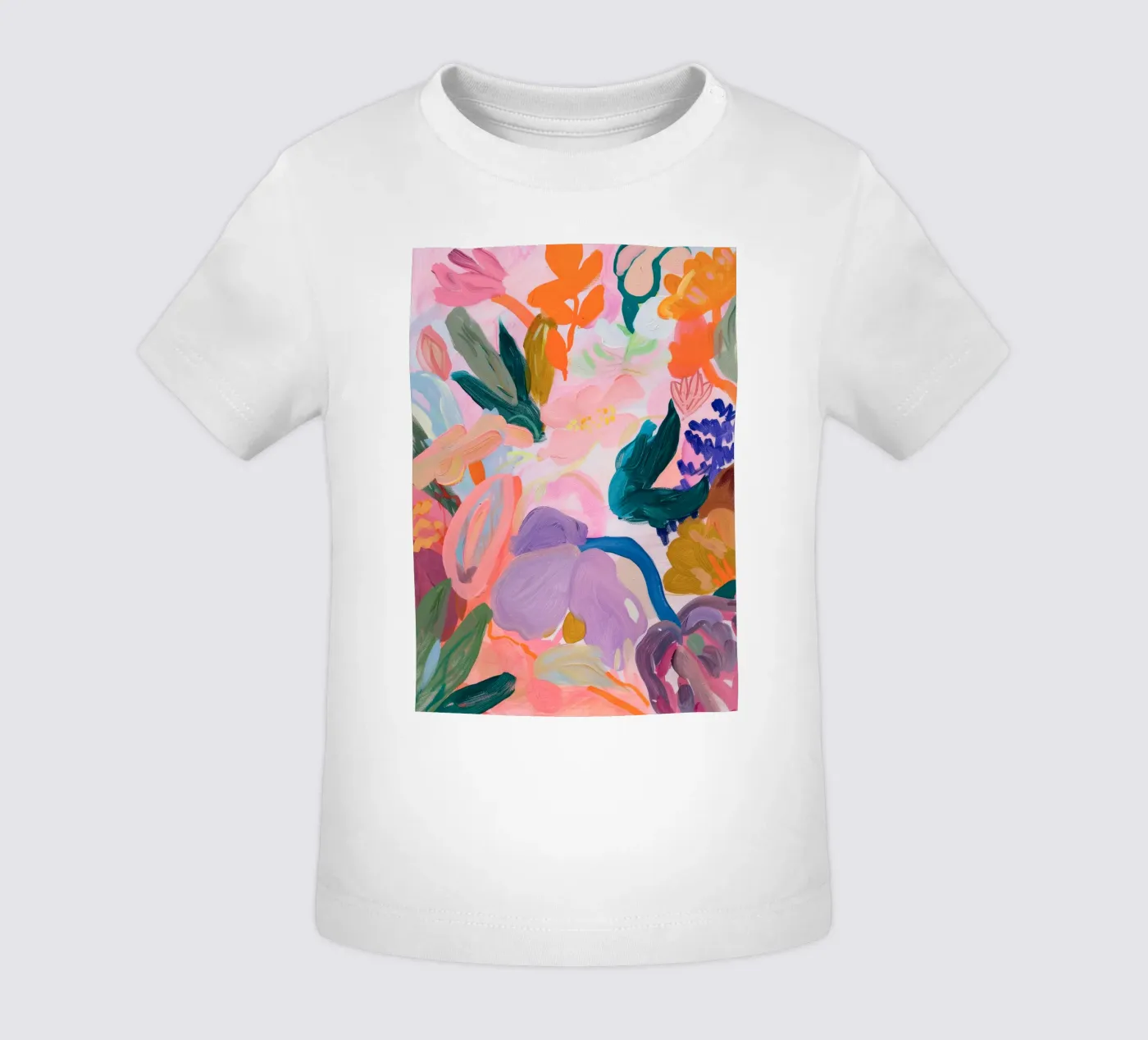 Impression d'art abstrait coloré de fleurs, œuvres d'art abstraites florales t-shirt pour bébé de Boheme