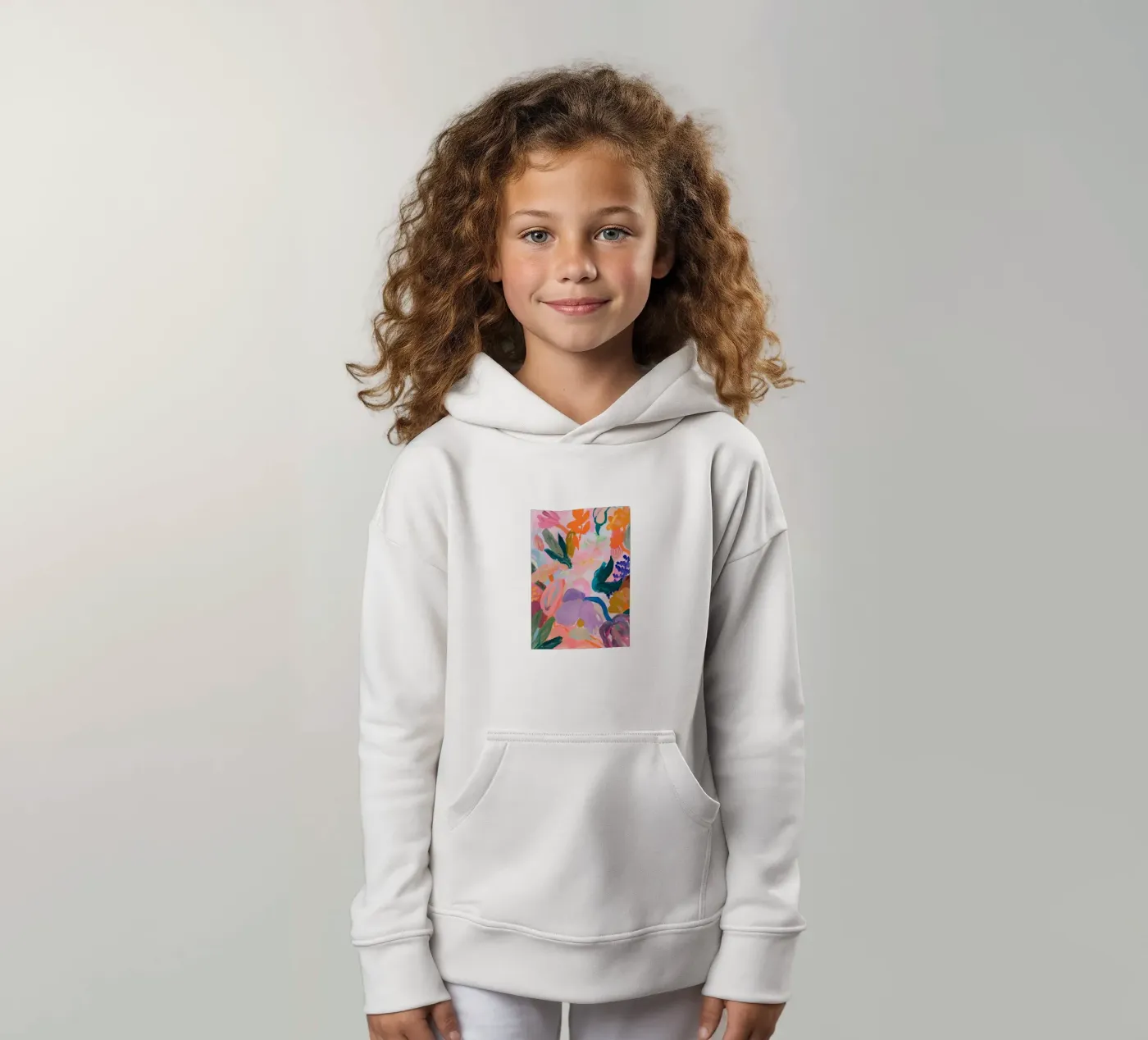 Stampe d'arte colorate astratte di fiori, opere d'arte floreali astratte felpa bambino con cappuccio da Boheme