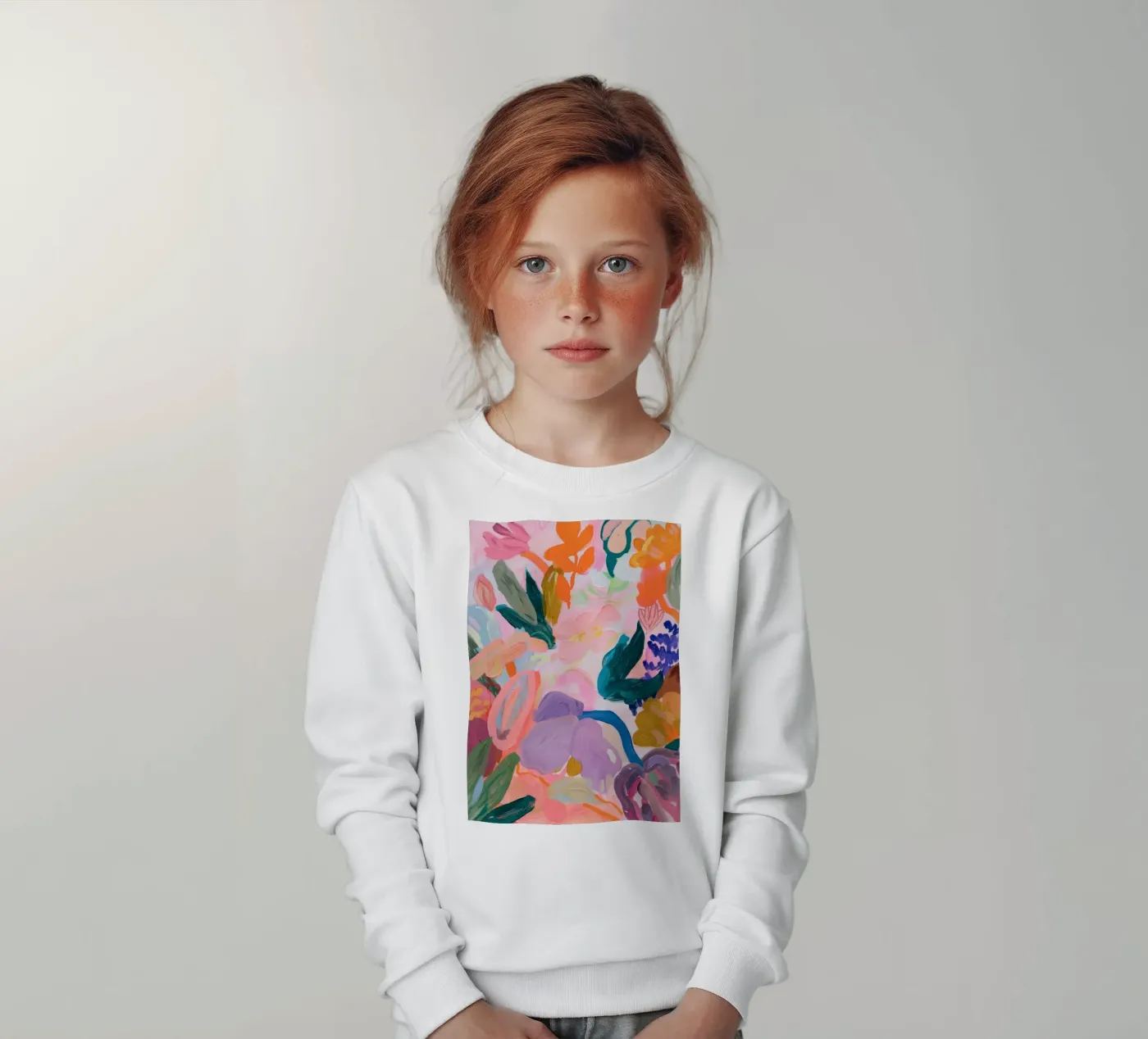 Stampe d'arte colorate astratte di fiori, opere d'arte floreali astratte felpa bambino da Boheme