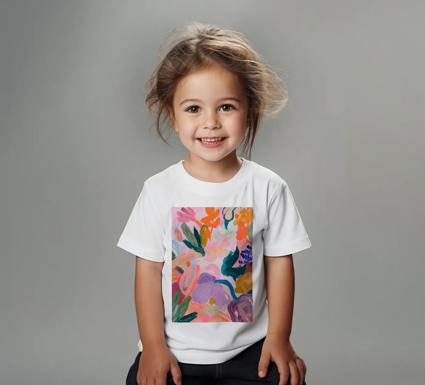 Impression d'art abstrait coloré de fleurs, œuvres d'art abstraites florales t-shirt enfant de Boheme