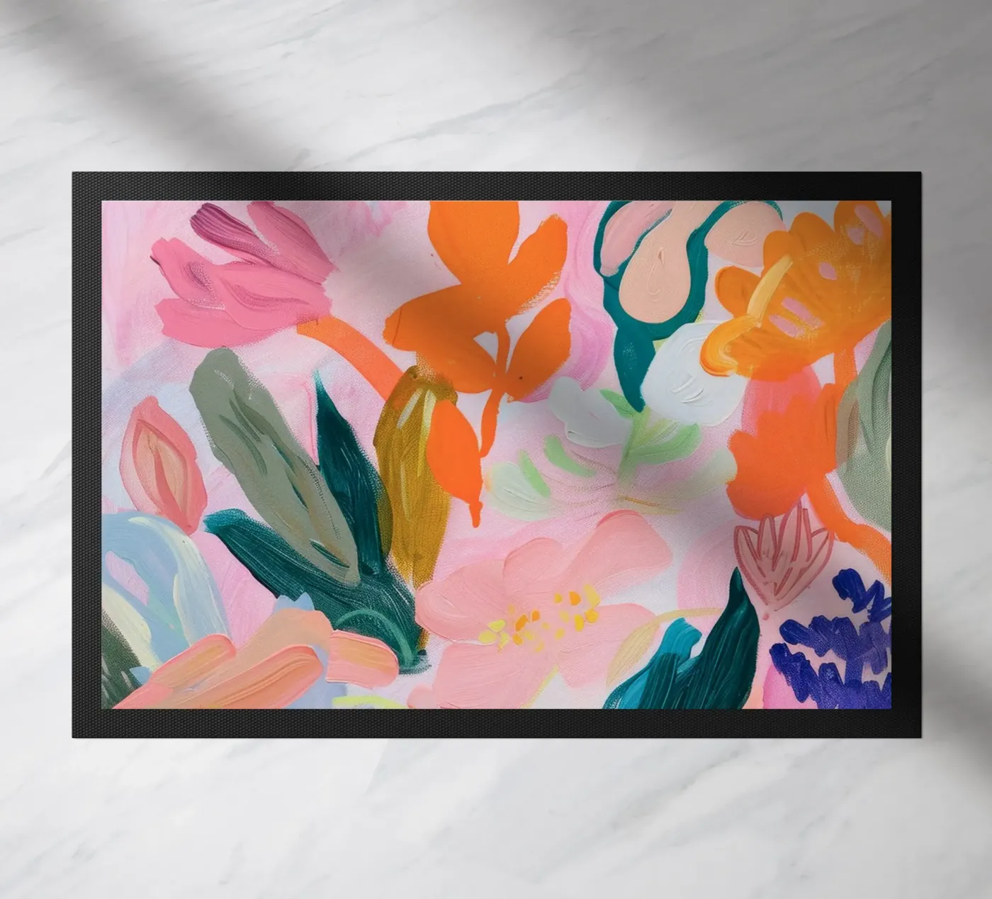 Bloemen abstracte kleurrijke kunstreproducties, abstract bloemenkunstwerk deurmat van Boheme