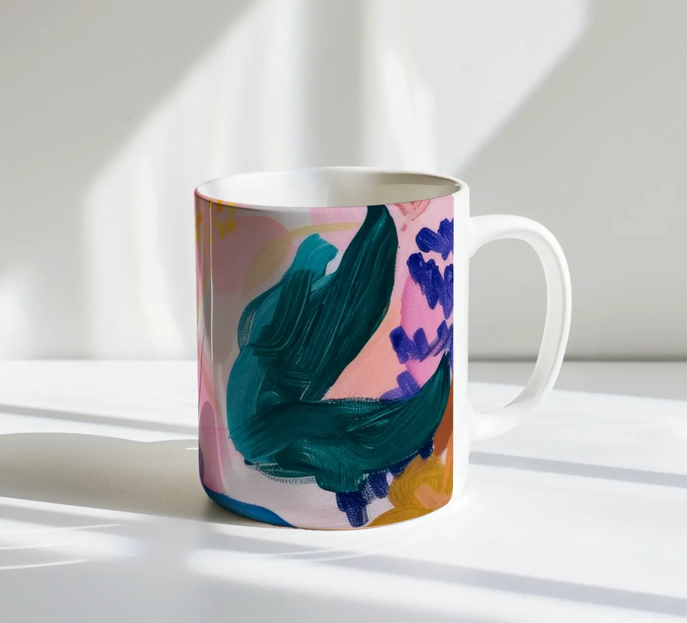 Stampe d'arte colorate astratte di fiori, opere d'arte floreali astratte tazza in ceramica da Boheme