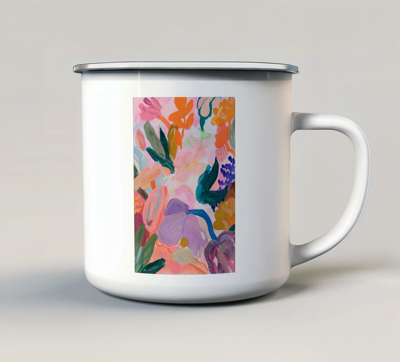 Blume abstrakte bunte Kunstdrucke, abstrakte florale Kunstwerke Emaille Tasse von Boheme