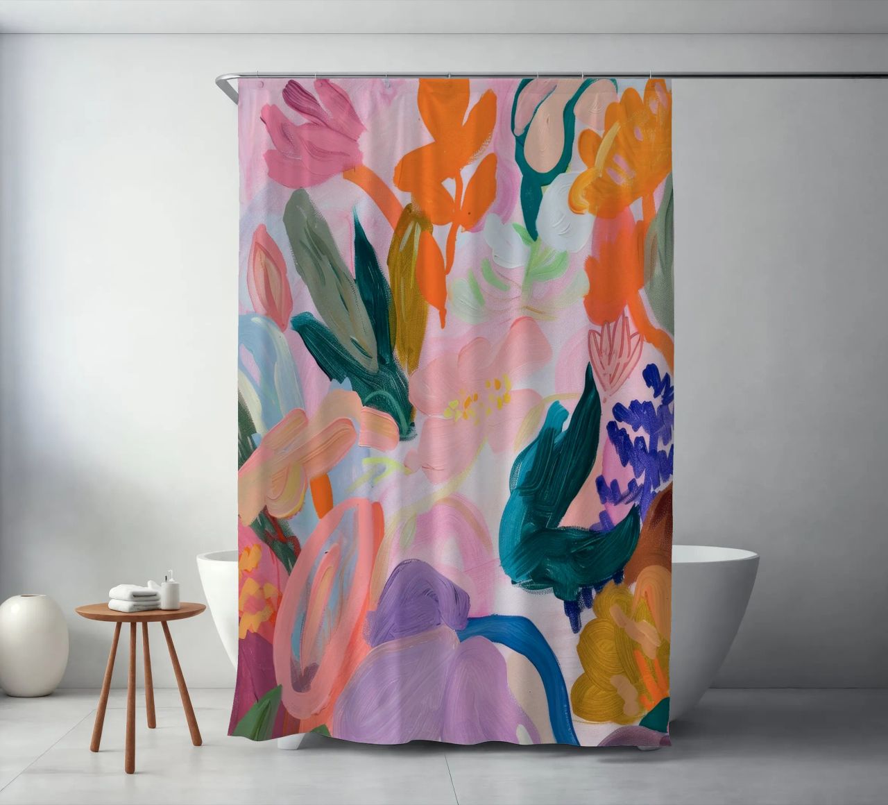 Blume abstrakte bunte Kunstdrucke, abstrakte florale Kunstwerke Duschvorhang von Boheme