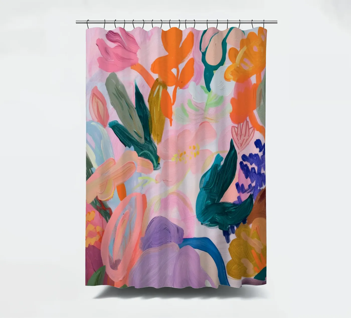 Stampe d'arte colorate astratte di fiori, opere d'arte floreali astratte tenda da doccia da Boheme