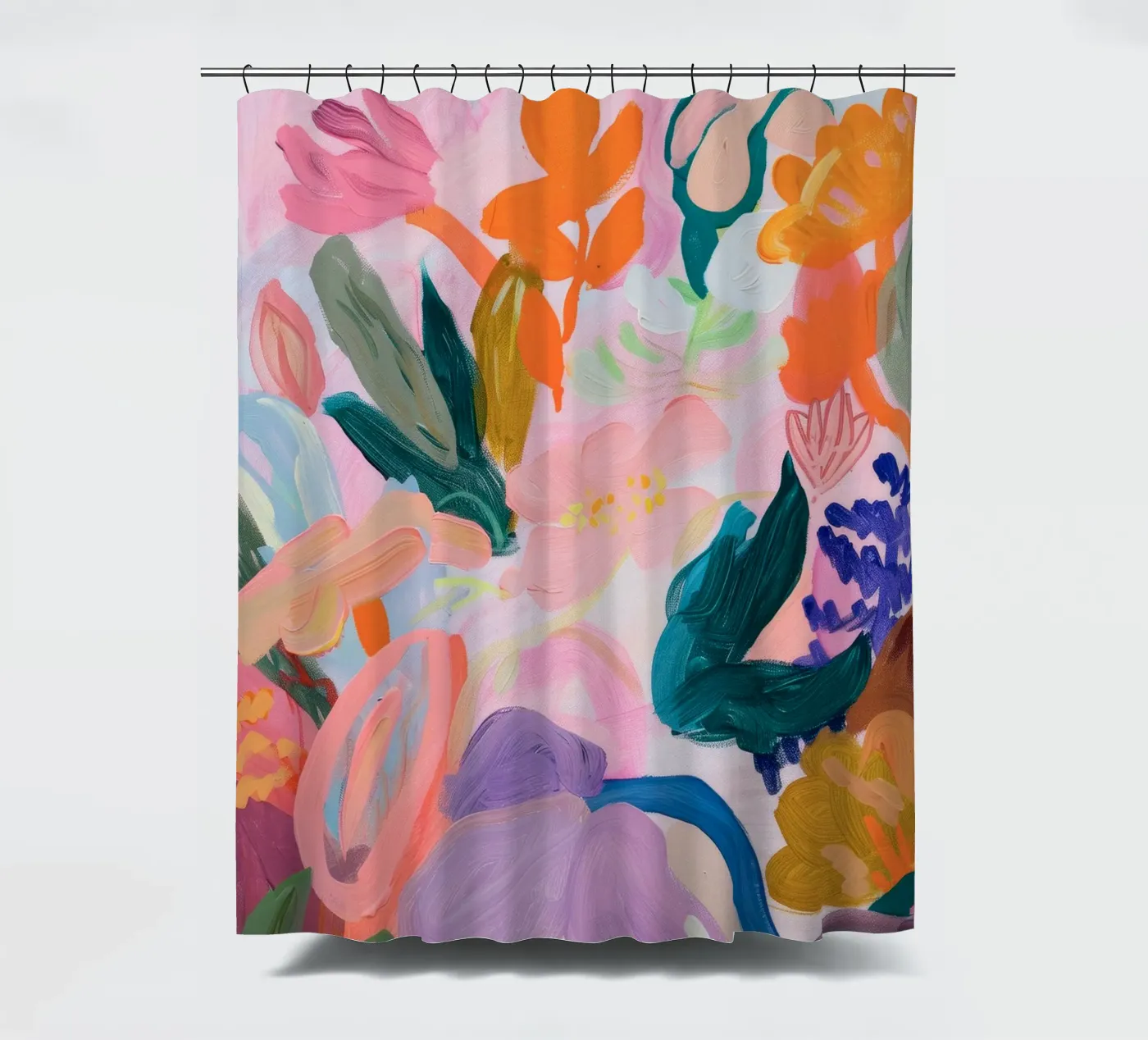 Stampe d'arte colorate astratte di fiori, opere d'arte floreali astratte tenda da doccia da Boheme