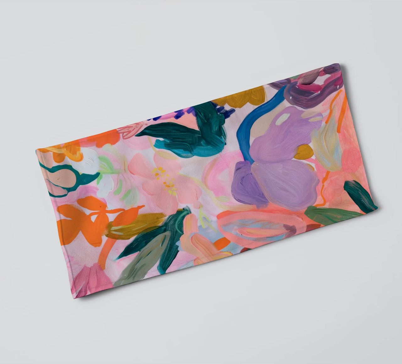 Flower abstract colorful art prints, abstract floral artwork towel by Boheme