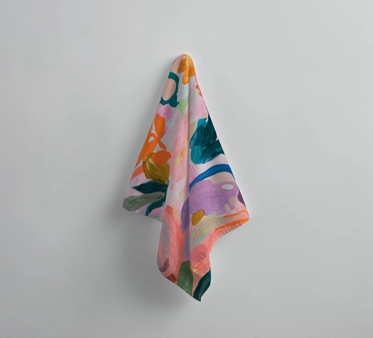 Flower abstract colorful art prints, abstract floral artwork towel by Boheme