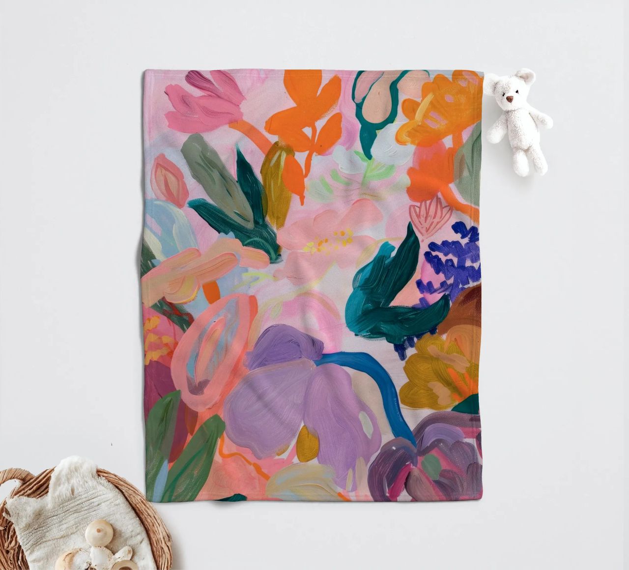Blume abstrakte bunte Kunstdrucke, abstrakte florale Kunstwerke Fleecedecke von Boheme