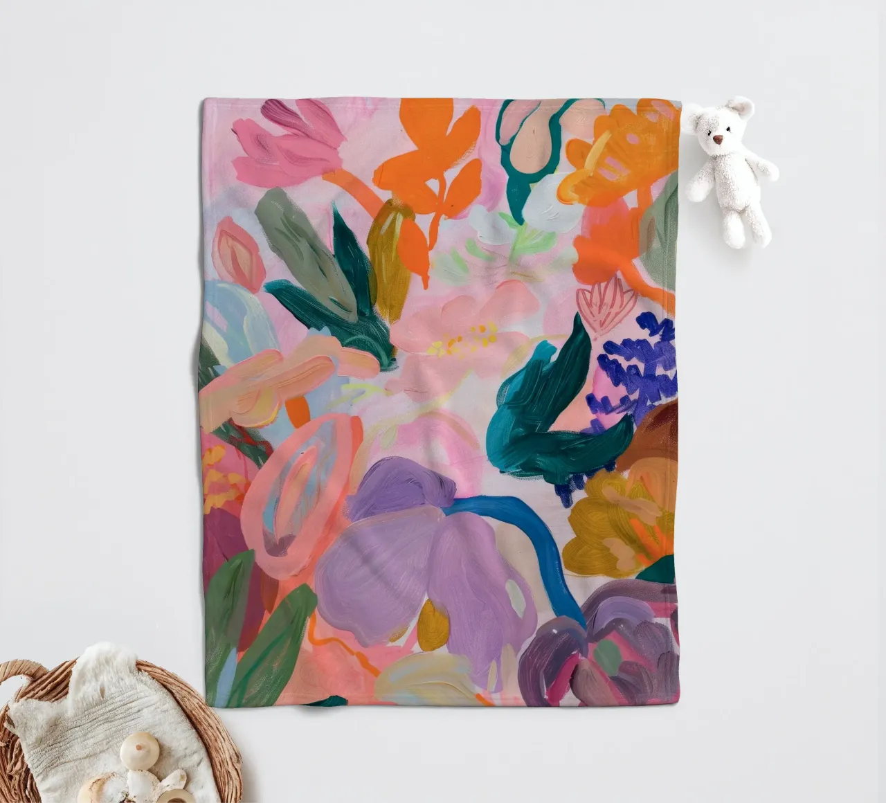 Blume abstrakte bunte Kunstdrucke, abstrakte florale Kunstwerke Fleecedecke von Boheme
